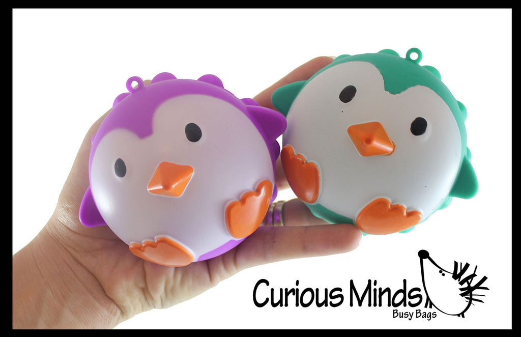 Penguin Bubble Pop Ball -  Cute Winter Animal Bubble Poppers on Ball Squeeze to Pop - Silicone Push Poke Bubble Wrap Fidget Toy - Press Bubbles to Pop - Bubble Popper Sensory Stress Toy