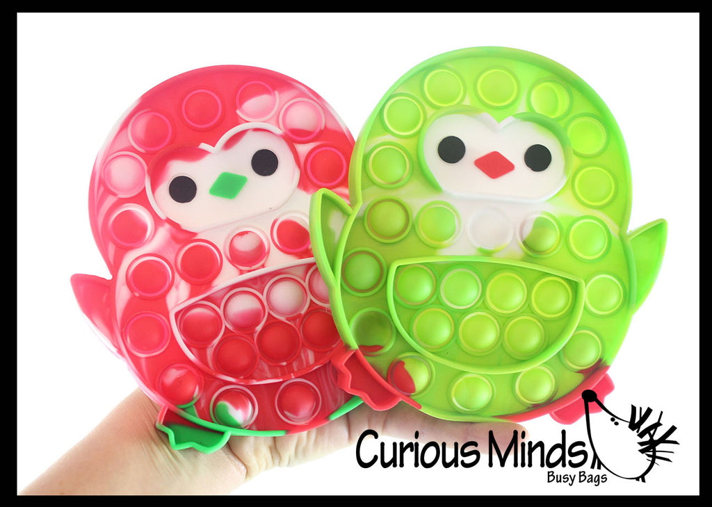 Cute Holiday Penguin Festive Bubble Popper Fidget Toy - Fun Party Favor Toy - Christmas Winter