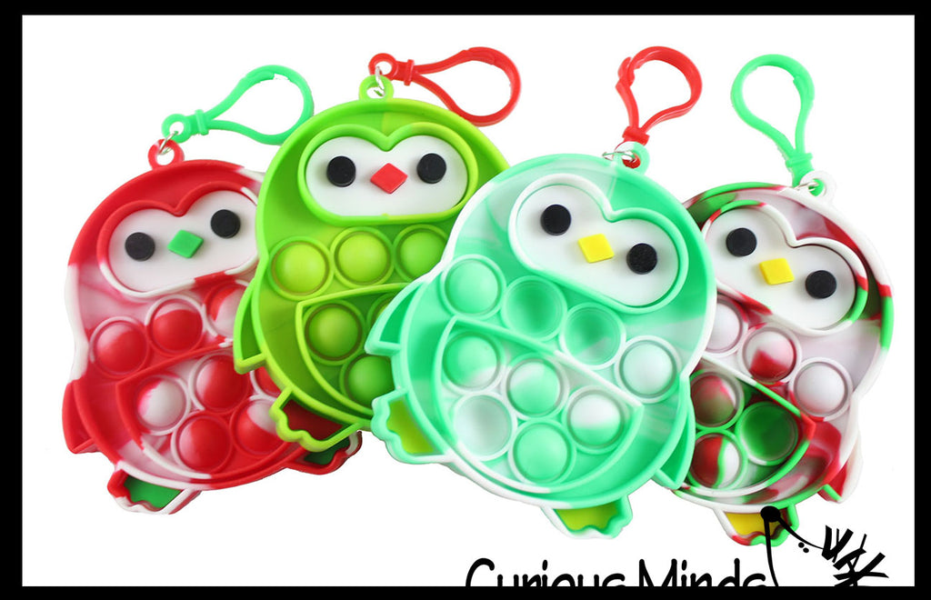 Set of 2 Cute Christmas Bubble Poppers - Snowman and Snowflake - Fidget Toy - Fun Party Favor Toy - Winter Holiday (Random Colors)