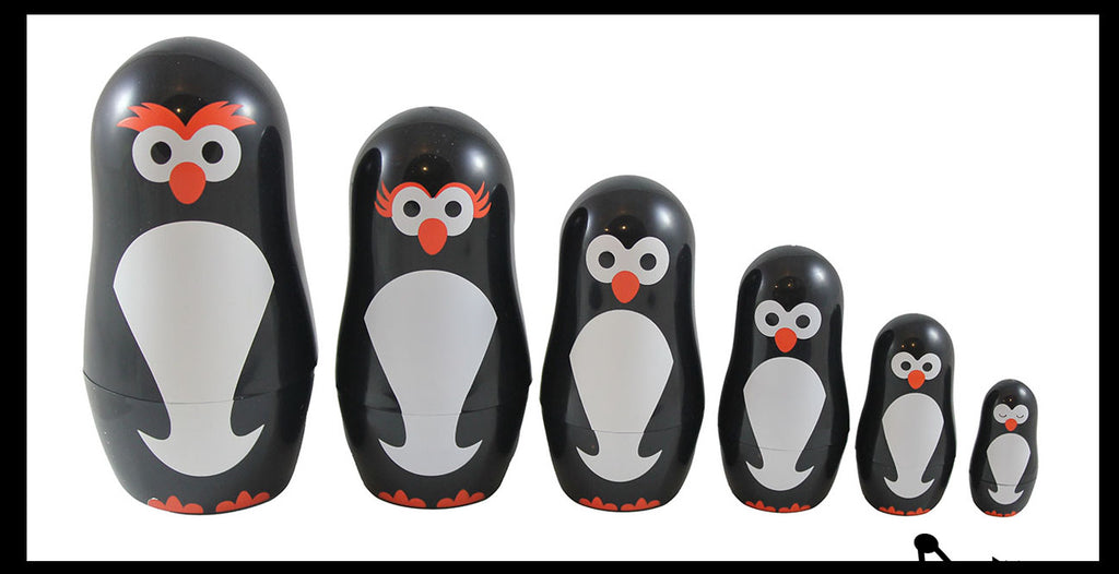 Penguin Nesting Dolls Set - Russian Stacking Doll - Matryoshka - 6 Penguins Small to Large