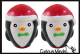 Large Penguin with Santa hat Slow Rise Squishy Toy - Memory Foam Squish Stress Ball - Winter Christmas
