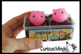 Pig Pen - Pigs in Mud Slime - 2 Piggy Mochi and Brown Mudd Putty - Adorable Pig Lover Gift