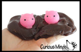 Pig Pen - Pigs in Mud Slime - 2 Piggy Mochi and Brown Mudd Putty - Adorable Pig Lover Gift