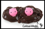 Pig Pen - Pigs in Mud Slime - 2 Piggy Mochi and Brown Mudd Putty - Adorable Pig Lover Gift