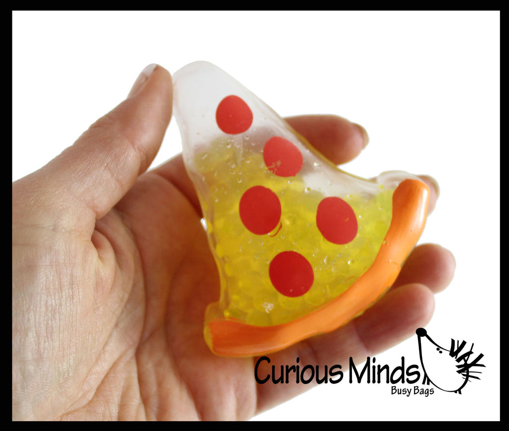 LAST CHANCE - LIMITED STOCK  - SALE - Pizza Slice Water Bead Filled Squeeze Stress Balls  -  Sensory, Stress, Fidget Junk Food Toy