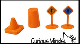 LAST CHANCE - LIMITED STOCK - Container of Construction Play Dirt Sand and Signs and Cones - Moving Sand Construction Set