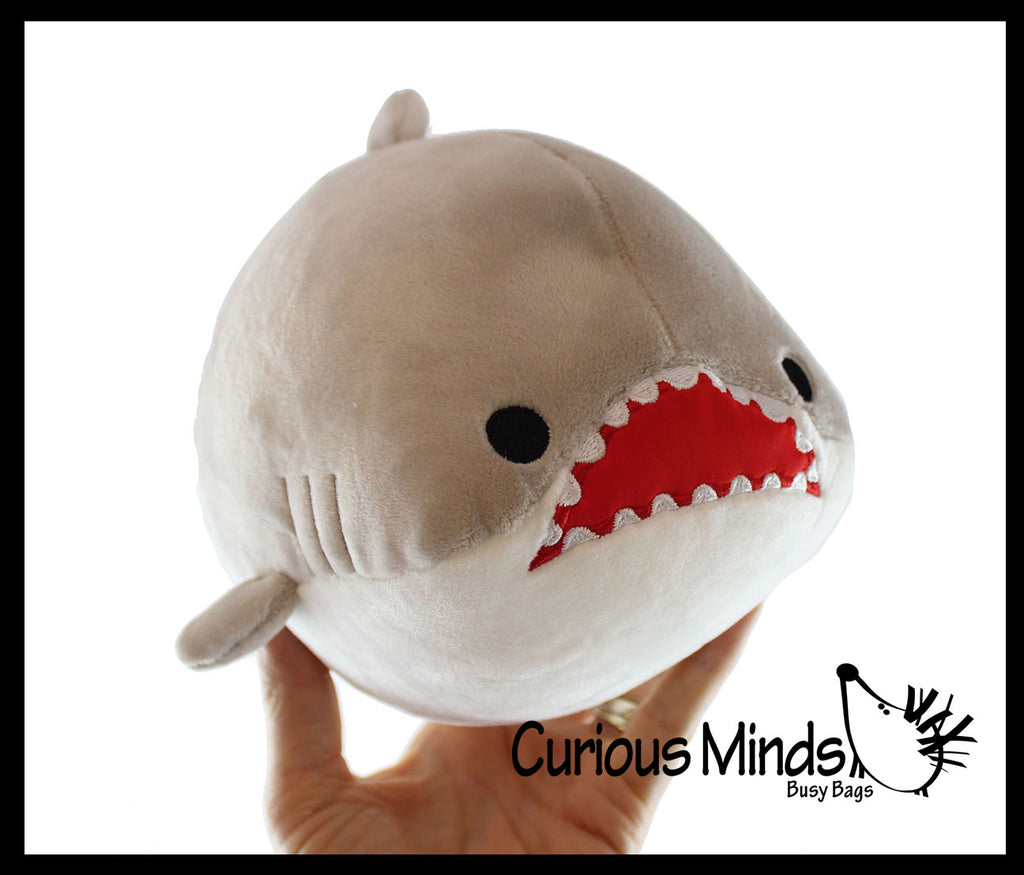 Chubby Plush Shark with Jaws Stuffed Animal Toy - Soft Squishy Roll Animal