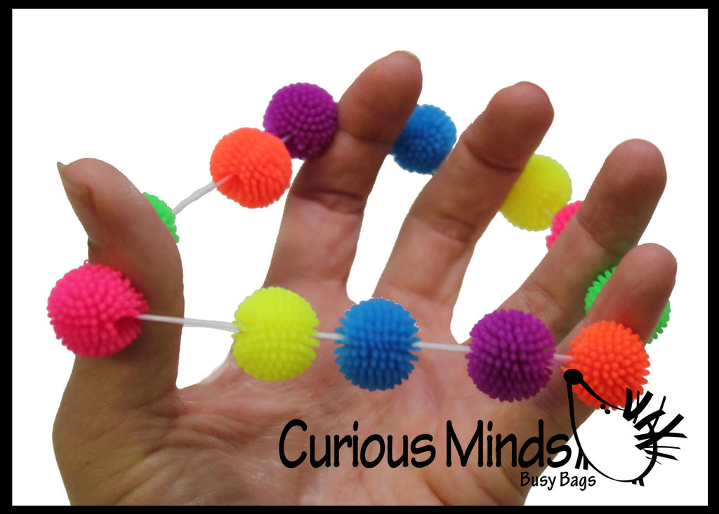 Mini Pom Puffer Hedge Ball Fidget Bracelet -  Sensory Fidget Toy
