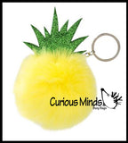 LAST CHANCE - LIMITED STOCK - Large Pom Pom Fur Pineapple  -  Plush Clip  Keychain Purse Backpack Bag Charm Toy