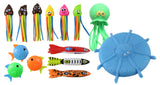 LAST CHANCE - LIMITED STOCK  - Set of 14 Fun Bath and Pool Toys Beach and Bath Toy Dives & Water Bombs - Sinking and Gliding - Throw Underwater - Water Bombs