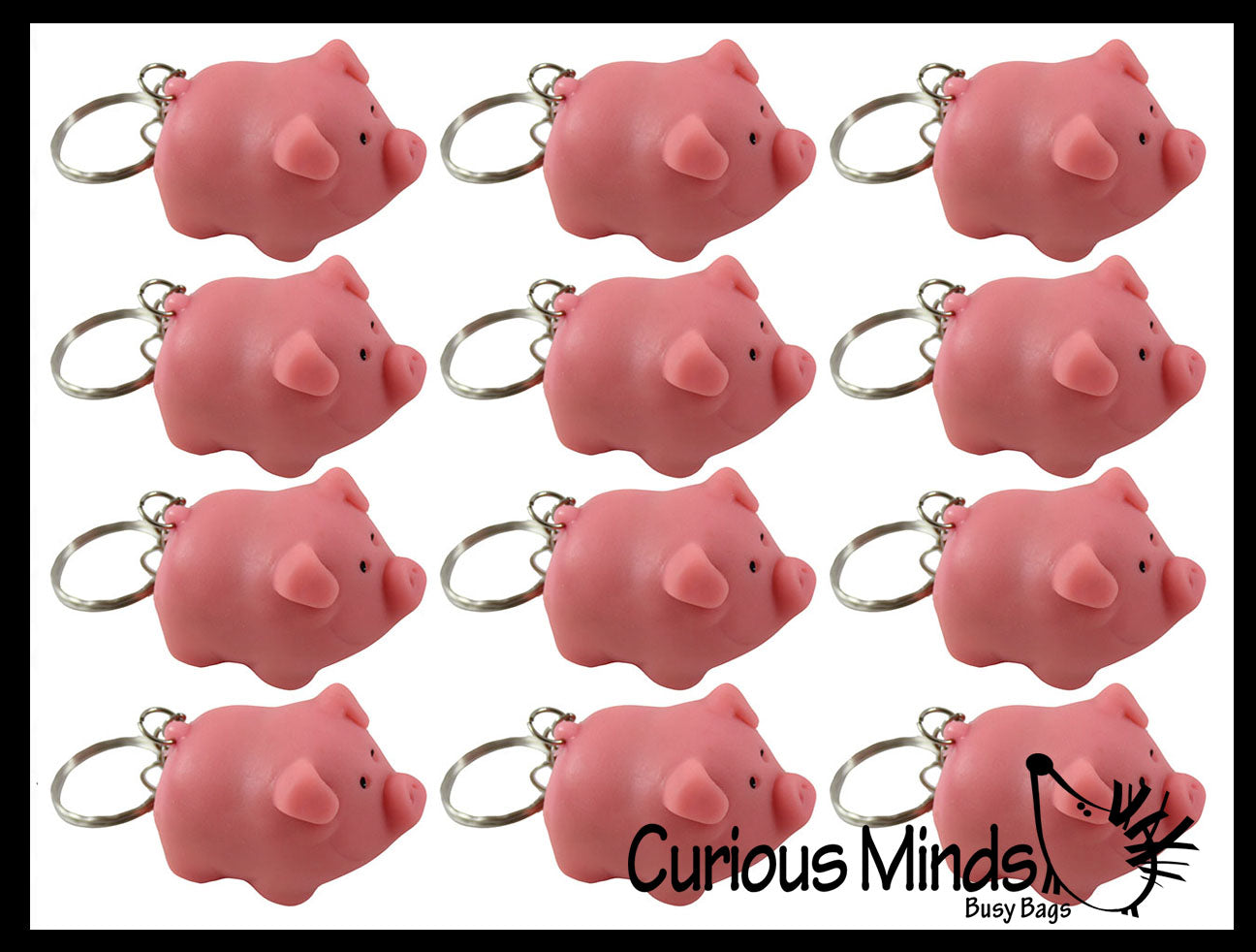 Zugar Land Naughty Squeeze Pooping Pink Pig Keychains (2) Animals Poop  TURD Key Chain Ring