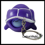 Fun Pop-Out Turtle Fidget Keychain Toy - Squeeze to Pop Head out of Shell - Chain Clip OT