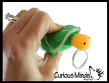 Fun Pop-Out Turtle Fidget Keychain Toy - Squeeze to Pop Head out of Shell - Chain Clip OT