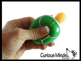 Fun Pop-Out Turtle Fidget Keychain Toy - Squeeze to Pop Head out of Shell - Chain Clip OT