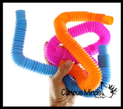 Large Pull and Pop Snap Expanding Flexible Accordion Tube Toy - Free Play - Open Ended Fidget Toy