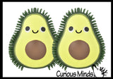 Avocado Puffer Fruit Air- Filled Squeeze Stress Balls with Faces  -  Sensory, Stress, Fidget Toy