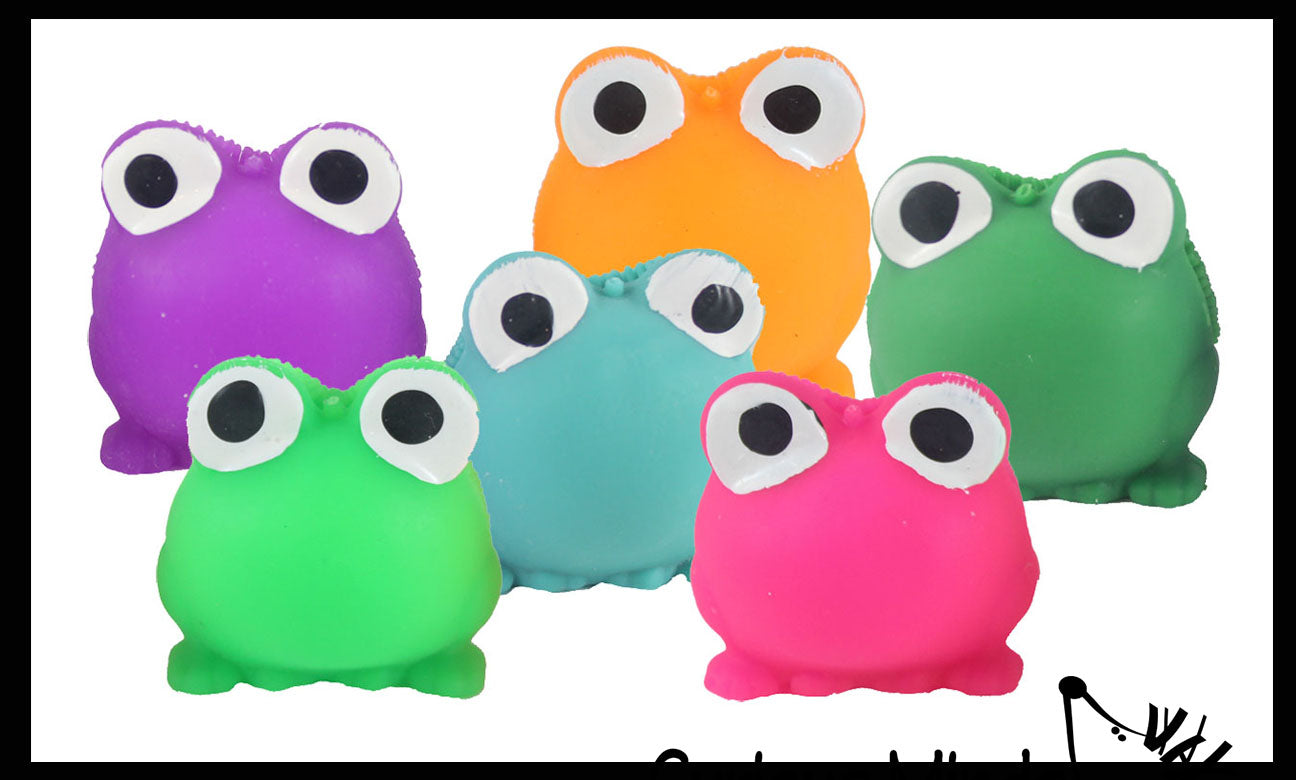 6 Mini Puffer Frogs - Small Novelty Toy - Party Favors - Air Filled Sensory Fidget Toys - Cute Tiny Fidget Toys - Adorable (All 6 Colors)