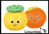 LAST CHANCE - LIMITED STOCK  - SALE - Puffer Fruit Air- Filled Squeeze Stress Balls with Faces  -  Sensory, Stress, Fidget Toy - Pineapple, Strawberry, Orange, Watermelon, Apple, Grapes