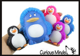 Set of 6 - Puffer Penguin Family - Mom, Dad, and Babies - Mini Puffer Penguin Ball - Squishy Sensory Fidget Ball Toy