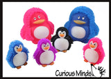 Set of 6 - Puffer Penguin Family - Mom, Dad, and Babies - Mini Puffer Penguin Ball - Squishy Sensory Fidget Ball Toy