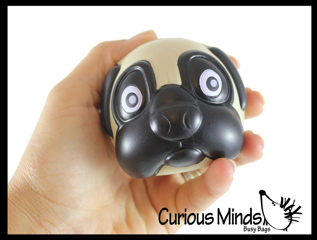 LAST CHANCE - LIMITED STOCK  - Cute Pug Dog Squeeze Foam Stress Balls  -  Sensory, Stress, Fidget Toy Doggy