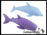 Set of 2 Sand Filled Squishy Animals - Dolphin and Shark - Moldable Sensory, Stress, Squeeze Fidget Toy ADHD Special Needs Soothing Ocean Animal