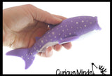 Purple Spotted Sand Filled Squishy Shark - Moldable Sensory, Stress, Squeeze Fidget Toy ADHD Special Needs Soothing Ocean OT