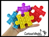LAST CHANCE - LIMITED STOCK -  Jigsaw Puzzle Bubble Pop Game - 4 Pieces that Connect - Silicone Push Poke Bubble Wrap Fidget Toy - Press Bubbles to Pop the Bubbles Down Then Flip it over and Do it Again - Bubble Popper Sensory Stress Toy