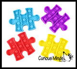 LAST CHANCE - LIMITED STOCK -  Jigsaw Puzzle Bubble Pop Game - 4 Pieces that Connect - Silicone Push Poke Bubble Wrap Fidget Toy - Press Bubbles to Pop the Bubbles Down Then Flip it over and Do it Again - Bubble Popper Sensory Stress Toy