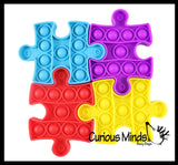 LAST CHANCE - LIMITED STOCK -  Jigsaw Puzzle Bubble Pop Game - 4 Pieces that Connect - Silicone Push Poke Bubble Wrap Fidget Toy - Press Bubbles to Pop the Bubbles Down Then Flip it over and Do it Again - Bubble Popper Sensory Stress Toy