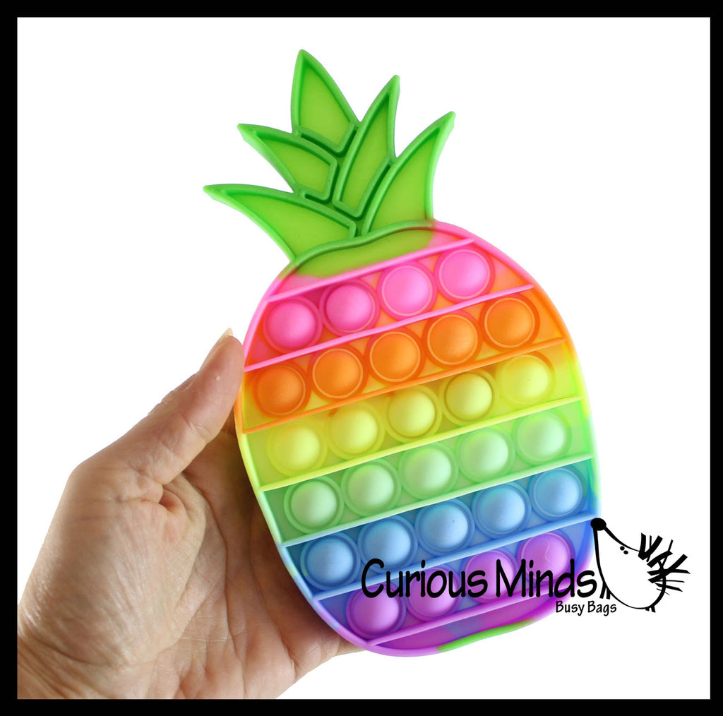 Colorful Pineapple Fruit Theme Bubble Pop Fidget Toy - Silicone Push Poke Bubble Wrap Fidget Toy - Press Bubbles to Pop the Bubbles Down Then Flip it over and Do it Again - Bubble Popper Sensory Stress Toy Pinapple