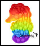 Cute Rainbow Ocean Animal Theme Bubble Pop Game - Penguin, Lobster, Crab, Narwhal, Octopus, Turtle, Seahorse - Silicone Push Poke Bubble Wrap Fidget Toy - Press Bubbles to Pop - Bubble Popper Sensory Stress Toy