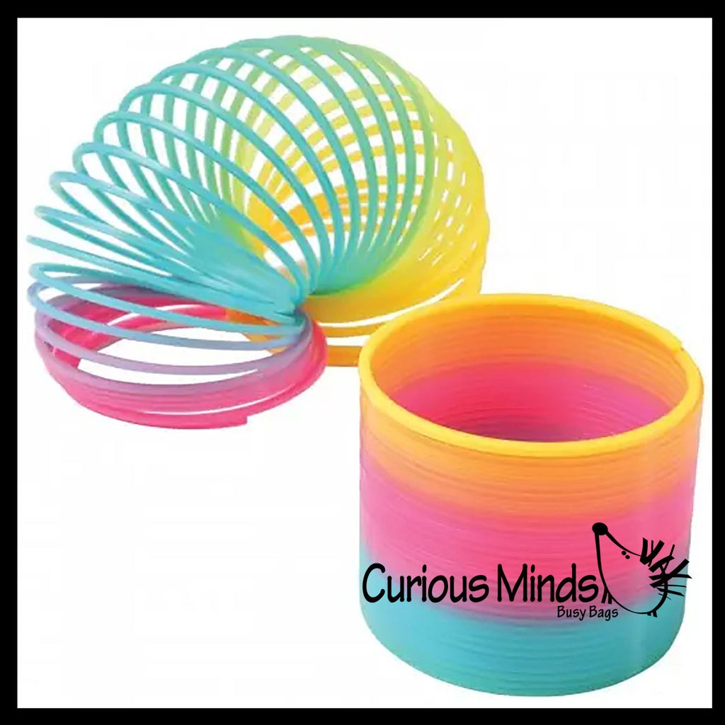 Plastic Rainbow Magic Spring Coil Toy - 3" in Box -  Sensory Fidget Toy - Relaxing & Mesmerizing - Stair Walking Fun Classic Toy