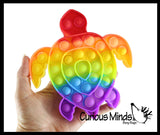 Cute Rainbow Ocean Animal Theme Bubble Pop Game - Penguin, Lobster, Crab, Narwhal, Octopus, Turtle, Seahorse - Silicone Push Poke Bubble Wrap Fidget Toy - Press Bubbles to Pop - Bubble Popper Sensory Stress Toy