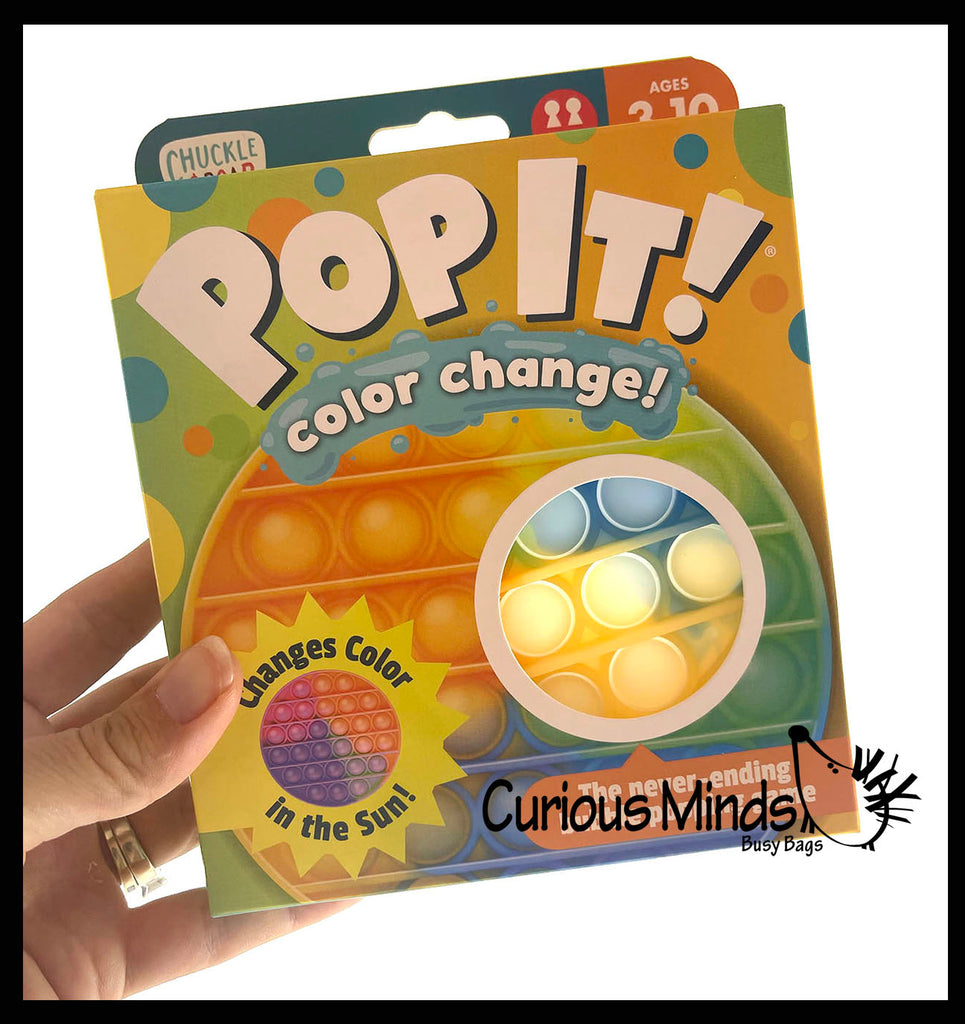 Foxmind Tie Dye or Color Changing in Sun Bubble Pop It Game - Silicone Push Poke Bubble Wrap Fidget Toy - Press Bubbles to Pop the Bubbles Down Then Flip it over and Do it Again - Sensory Stress Toy