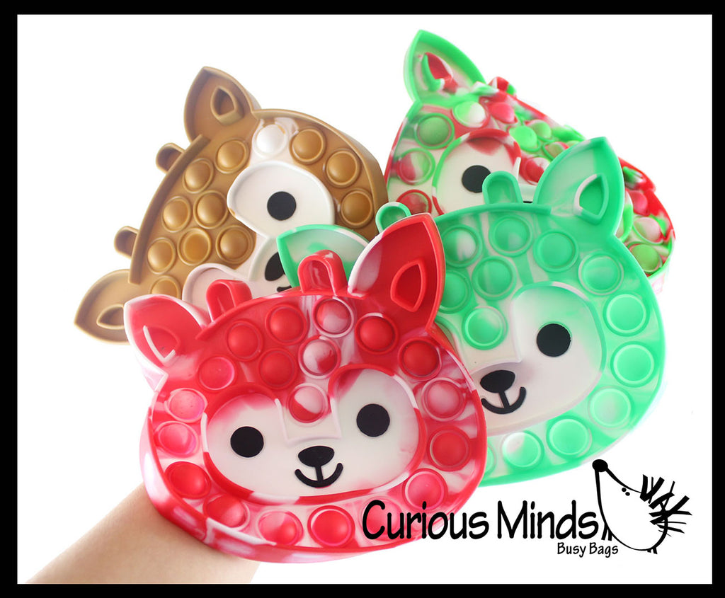 Cute Holiday Reindeer Alpaca Festive Bubble Popper Fidget Toy - Fun Party Favor Toy - Christmas Winter