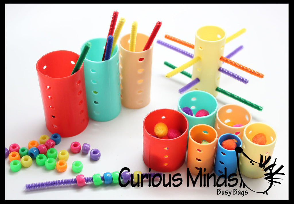 Z DISCONTINUED - Rollers, Pipe Cleaners, Poms and Beads - Invitation to play with loose parts -  fine motor busy bags