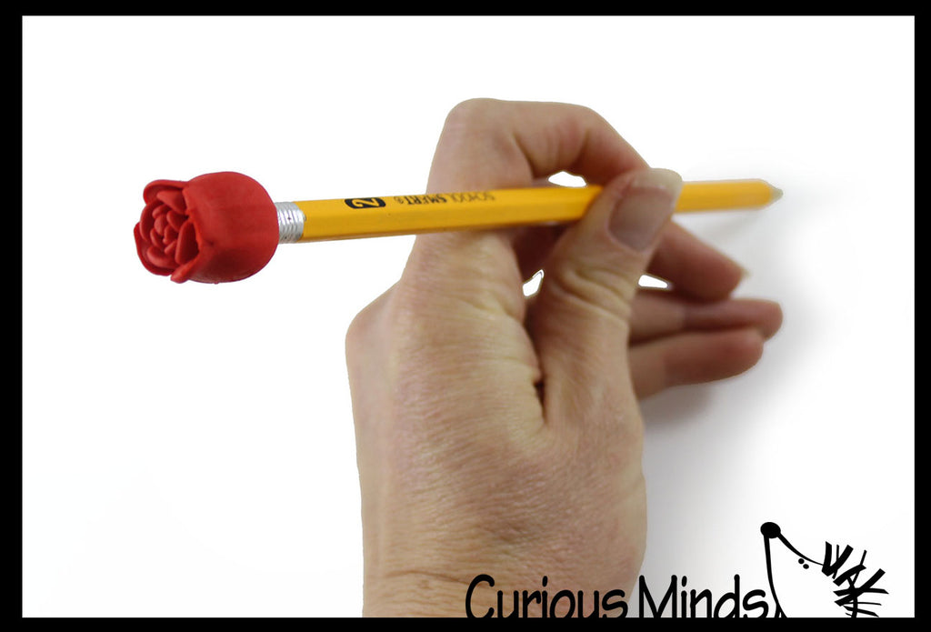 Rose Eraser Unique Valentines Gift Exchange for Kids - Pencil Topper