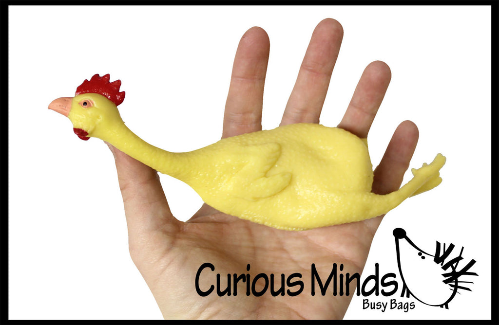 Large 8" Stretchy Rubber Chicken Stretch Toy Fidget - Novelty Toy