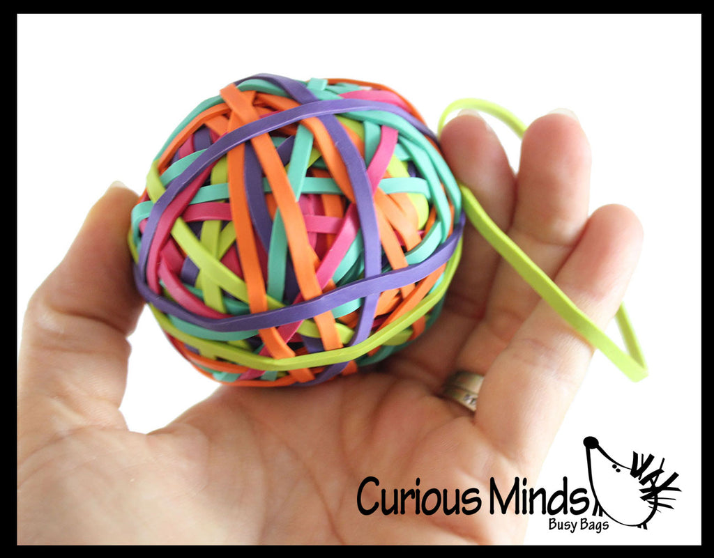 Rubber Band Ball - Fun Bouncy Ball - Hand Strengthening Fine Motor Toy - OT - Bright Neon Colors