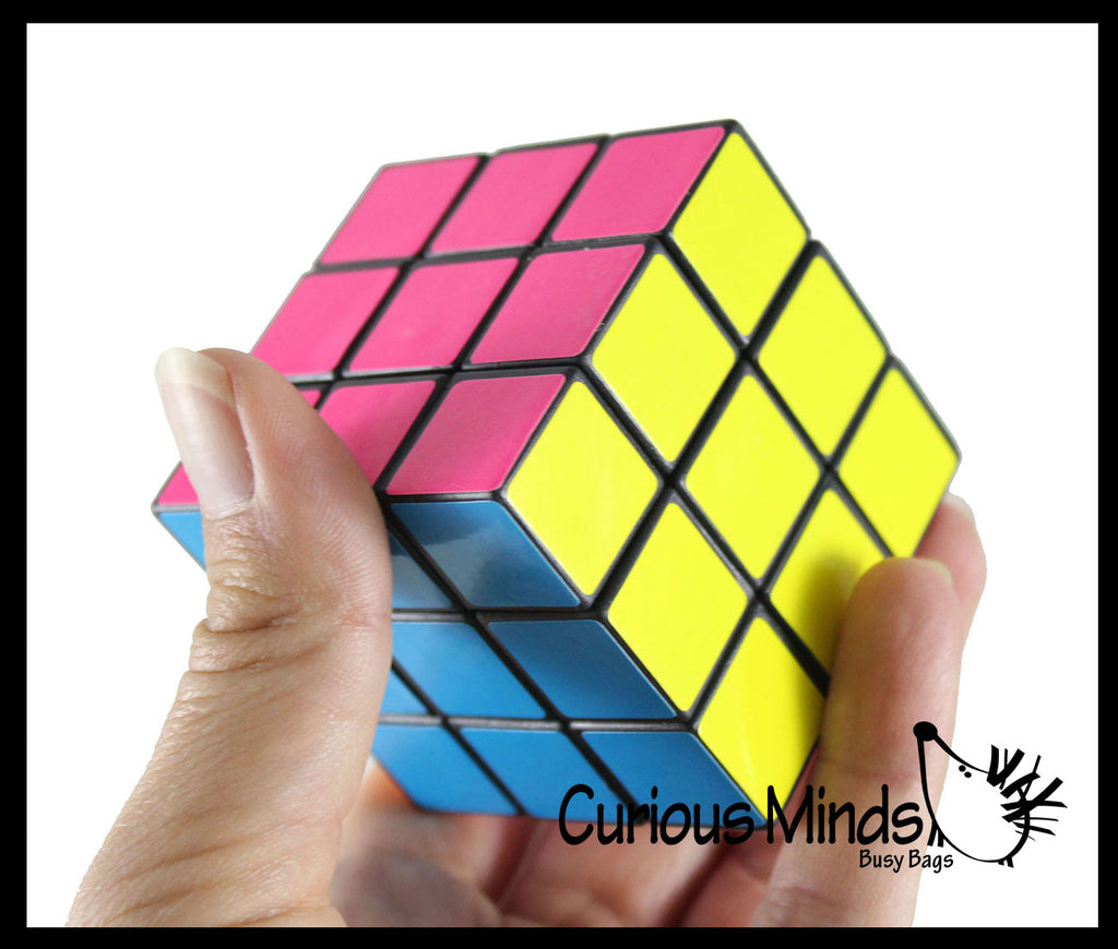 Neon 3x3 Multi-Colored Puzzle Speed Cube Games - Problem-Solving Brain Teaser Logic Toys - Party Favors - Travel Toy Fidget