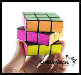 Neon 3x3 Multi-Colored Puzzle Speed Cube Games - Problem-Solving Brain Teaser Logic Toys - Party Favors - Travel Toy Fidget