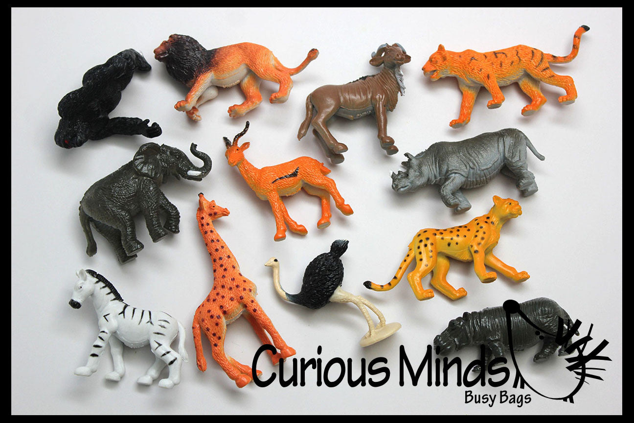 Safari Animal Figurines - Mini Animal Action Figures Replicas - Miniat