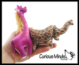 Set of 2 Safari Animals - Elephant and Giraffe Sand Filled Animal Toy - Heavy Weighted Sandbag Animal Plush Bean Bag Toss - Shimmering Glitter Safari