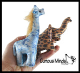 Set of 2 Safari Animals - Elephant and Giraffe Sand Filled Animal Toy - Heavy Weighted Sandbag Animal Plush Bean Bag Toss - Shimmering Glitter Safari