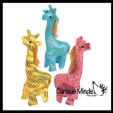 Giraffe Sand Filled Animal Toy - Heavy Weighted Sandbag Animal Plush Bean Bag Toss - Shimmering Glitter Safari