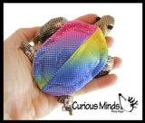 Set of 5 Turtle Sand Filled Animal Toy - Heavy Weighted Sandbag Animal Plush Bean Bag Toss - Shimmering Glitter