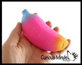 Set of 2 Squishy Sand Bananas - Yellow and Colorful - Moldable Sensory, Stress, Squeeze Fidget Toy ADHD Special Needs Soothing