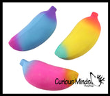 BULK - WHOLESALE - Rainbow Colored Squishy Sand Banana - Moldable Sensory, Stress, Squeeze Fidget Toy ADHD Special Needs Soothing