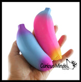 BULK - WHOLESALE - Rainbow Colored Squishy Sand Banana - Moldable Sensory, Stress, Squeeze Fidget Toy ADHD Special Needs Soothing